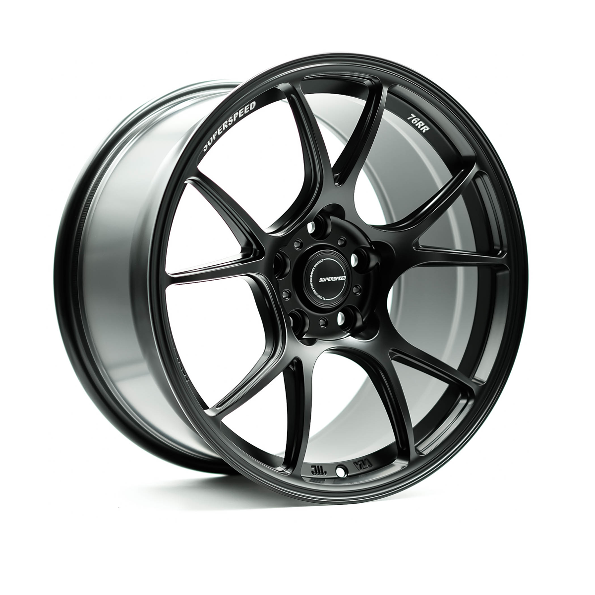 Black alloy wheel on a white background