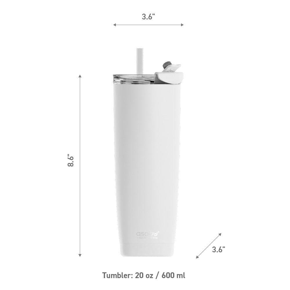 Tumbler — 20 oz. Aqualina w/ Built-In Straw (White) | Mazda × Asobu