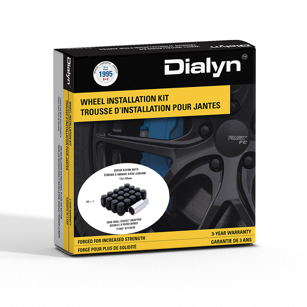 Wheel Nut Set (20+1 pcs) — Acorn in Gloss Black (21mm) | Dialyn