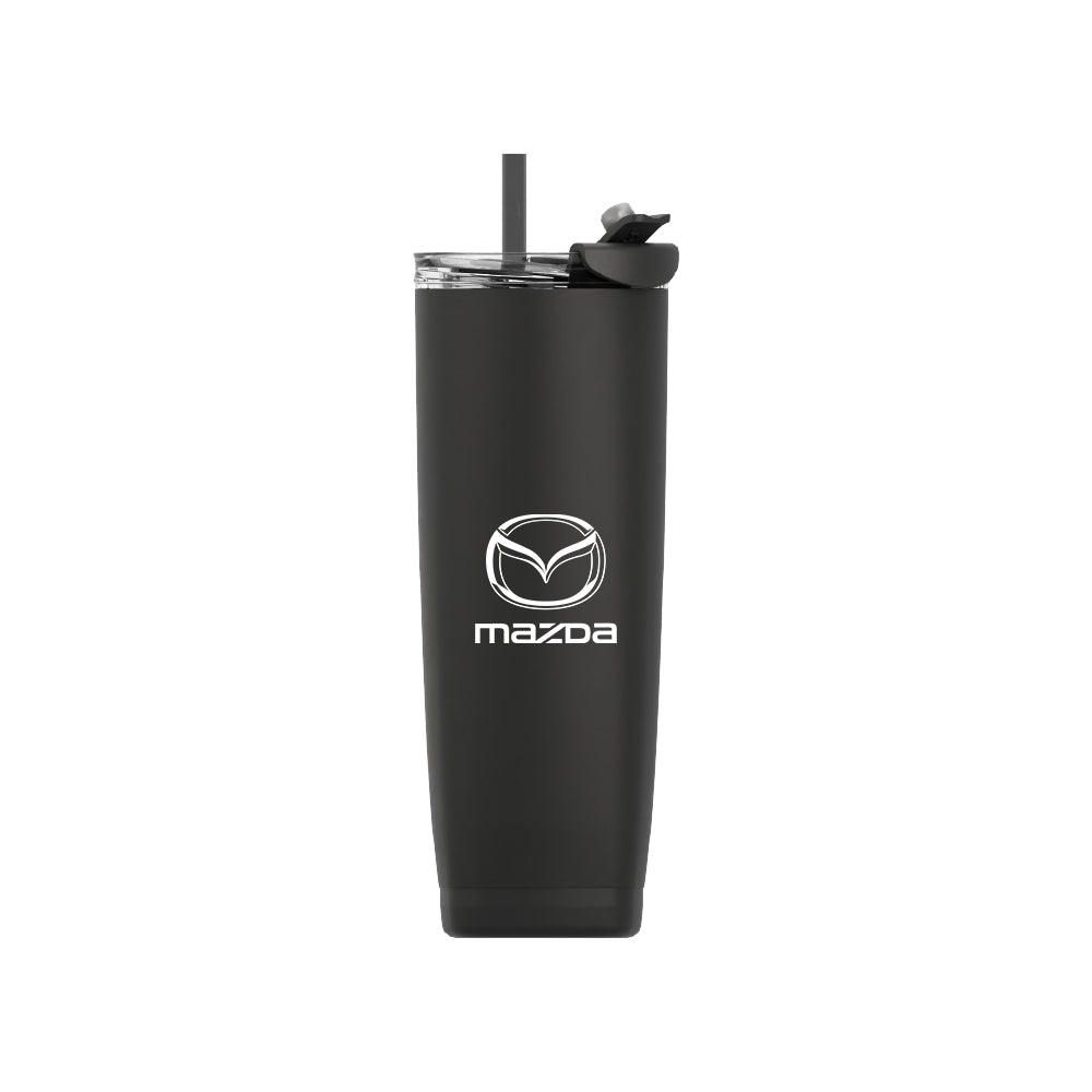 Tumbler — 20 oz. Aqualina w/ Built-In Straw (Black) | Mazda × Asobu